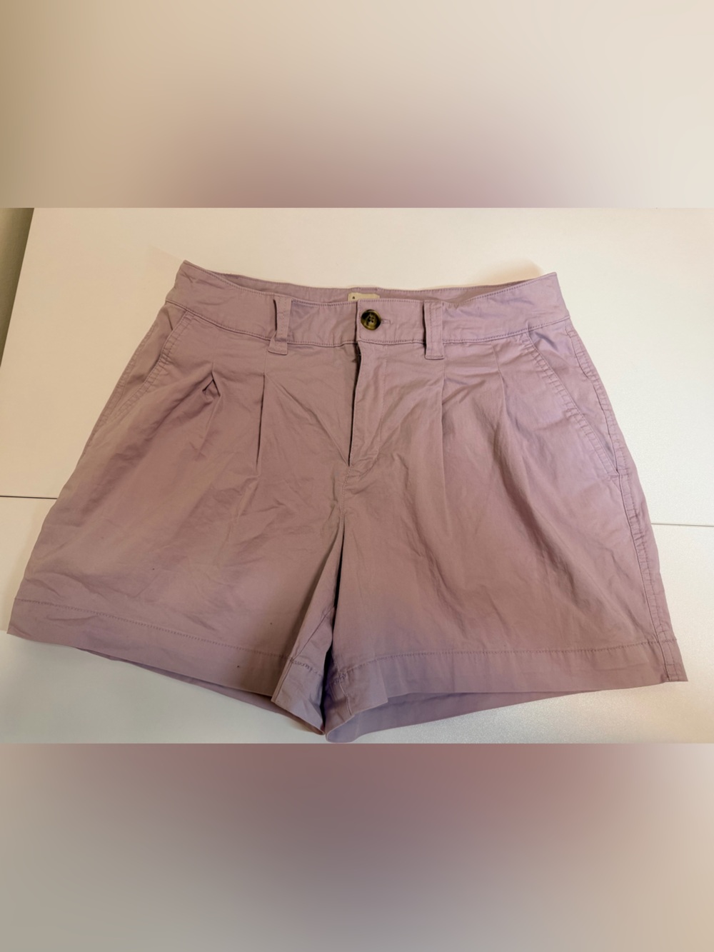 a new day Lavender High-Rise Cotton Pleated Shorts